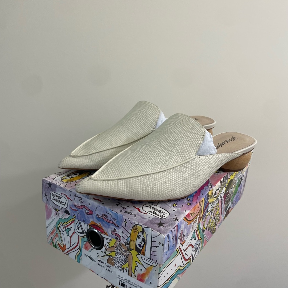 Jeffrey Campbell Textured Cream Mules